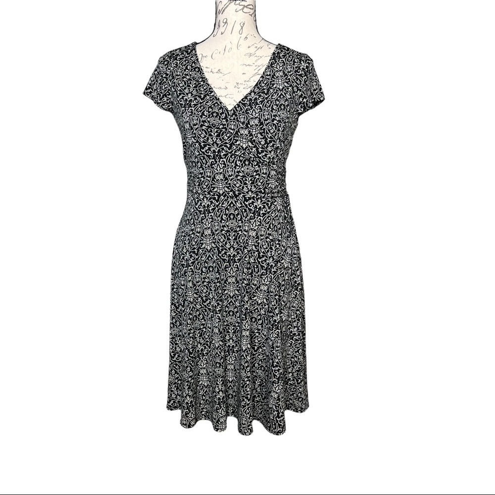 White House Black Market Faux Wrap Fit & Flare Dress